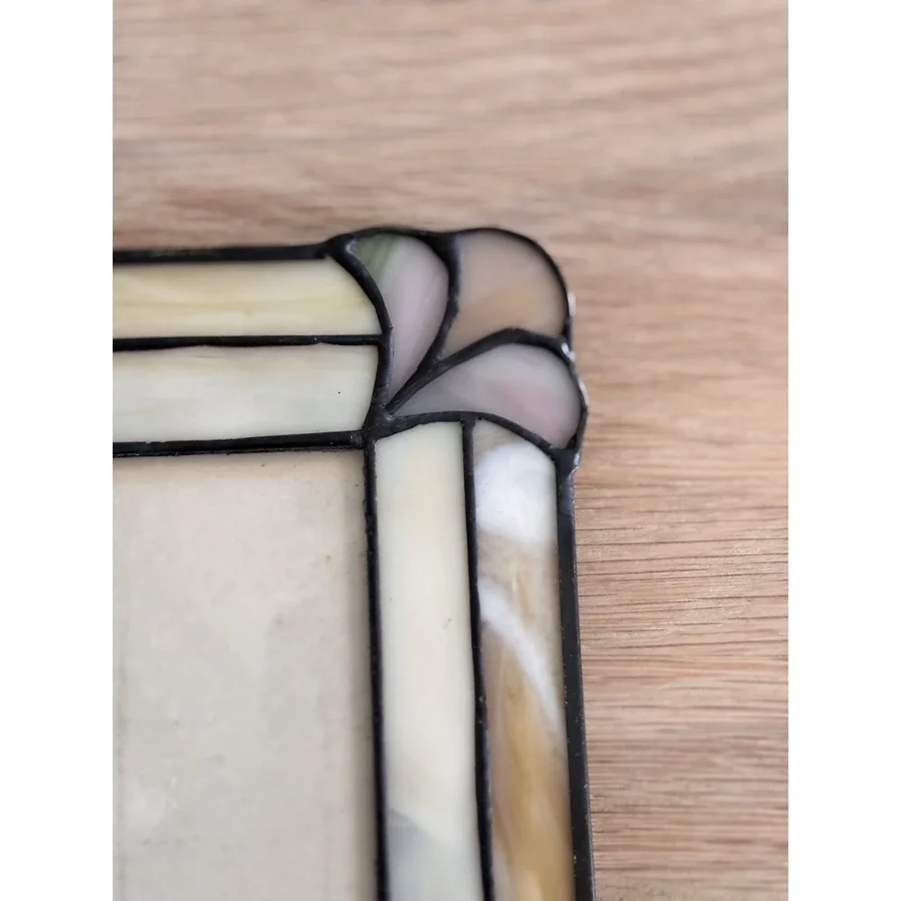 VTG Quoizel Art Deco MCM  Leaded Stained Glass Picture Frame 8X6